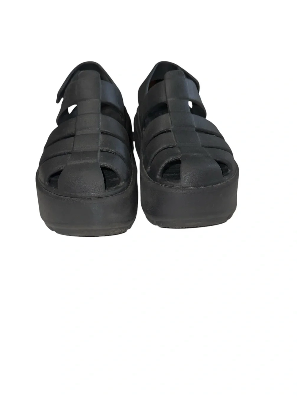 Crocs Stomp Fisherman Sandal Black Womens Size 6 Platform Strappy Clogs Shoes